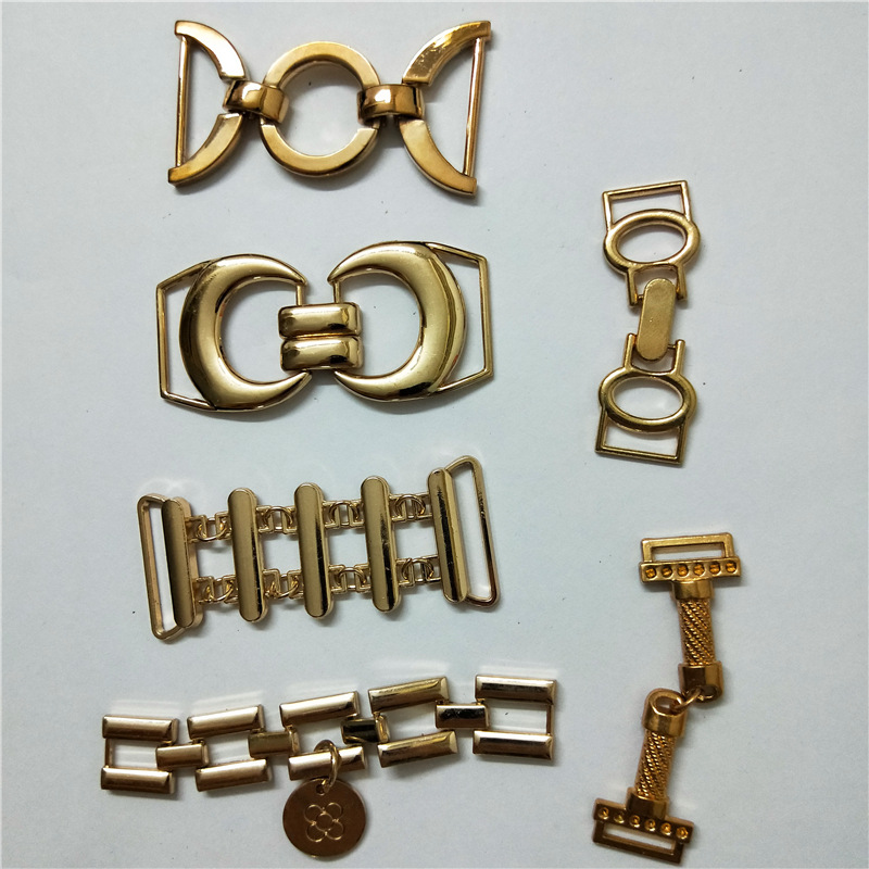 合金鞋扣厂家批发服装腰带装饰链条前胸皮革pu对扣金属弹簧扣