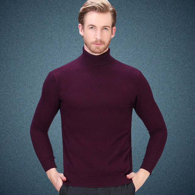 2018 mới mùa đông đích thực áo len nam dày trung niên nam ve áo T-shirt áo len cashmere nguyên chất Áo len cashmere