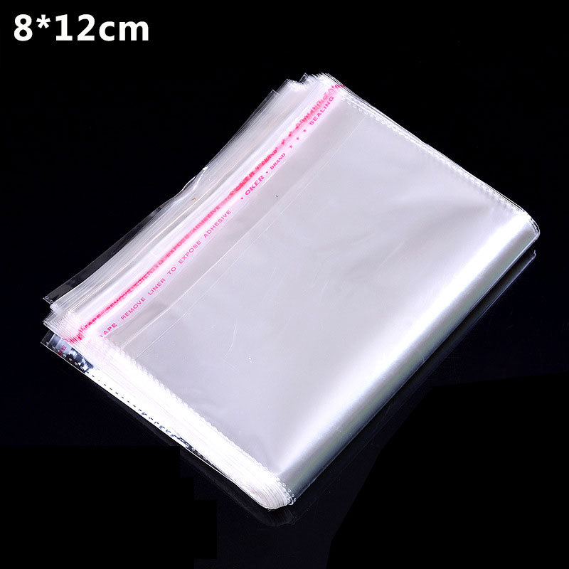 现货opp袋不干胶自粘袋8*12透明塑料袋防尘收纳袋饰品密封袋批发