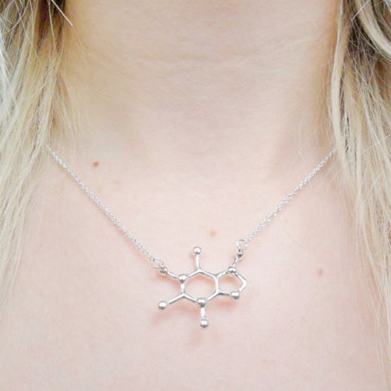 Caffeine Molecule Pendant Necklace