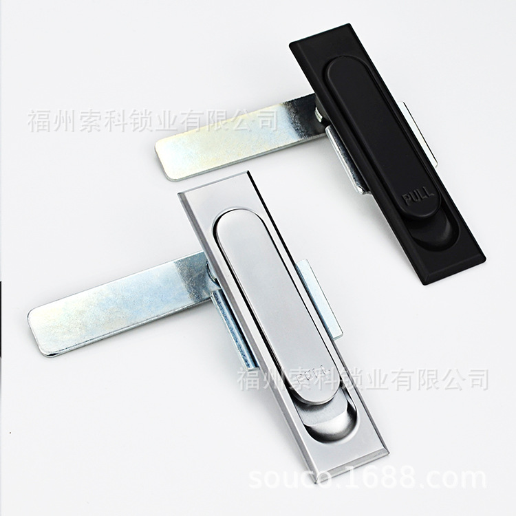 MS717-2平面锁把手转动配电箱锁网络机箱防水门锁黑色亚光长条锁