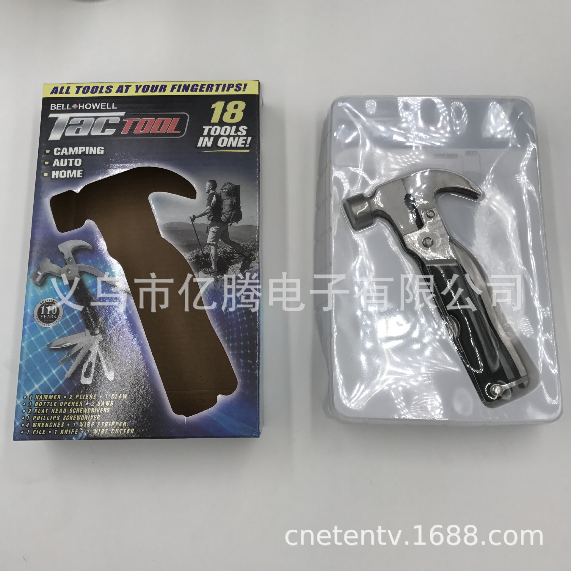 tac tool多功能锤子 不锈钢登山锤 应急锤求生榔头 18 in 1羊角锤
