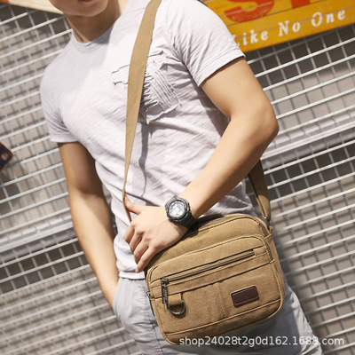 厂家直销2019新款韩版帆布男包单肩斜挎包休闲男士包户外运动背包|ru