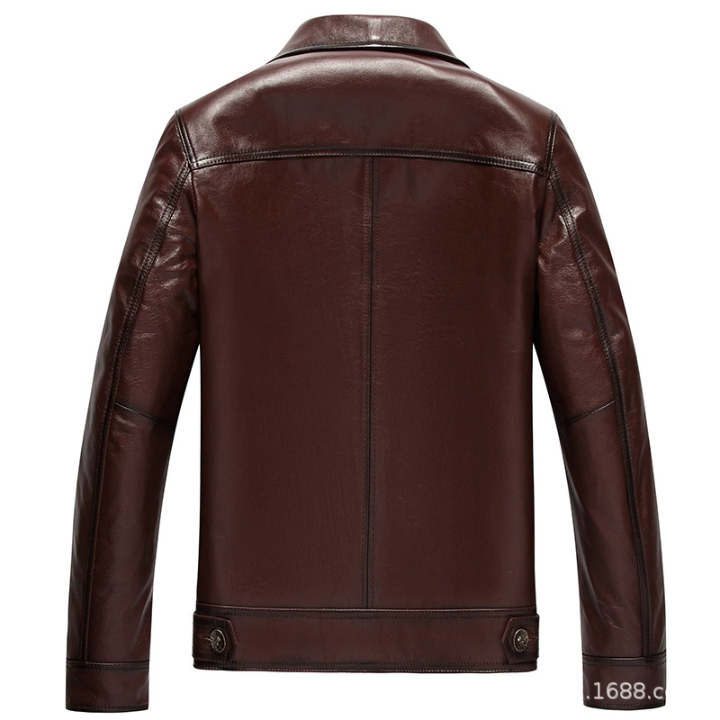 Leather jacket, cowhide, genuine leather, square neckline