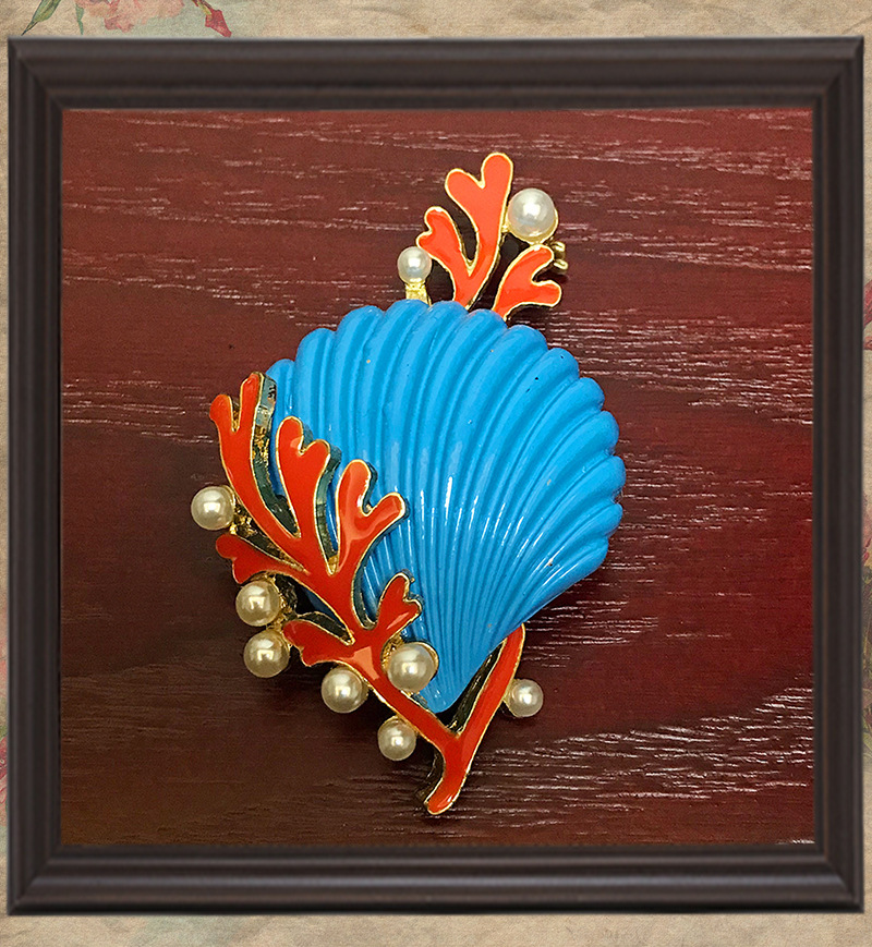 Spille per alberi a foglia rossa, spille a conchiglia, perle in lega, strass, accessori di abbigliamento alla moda_voghion.com