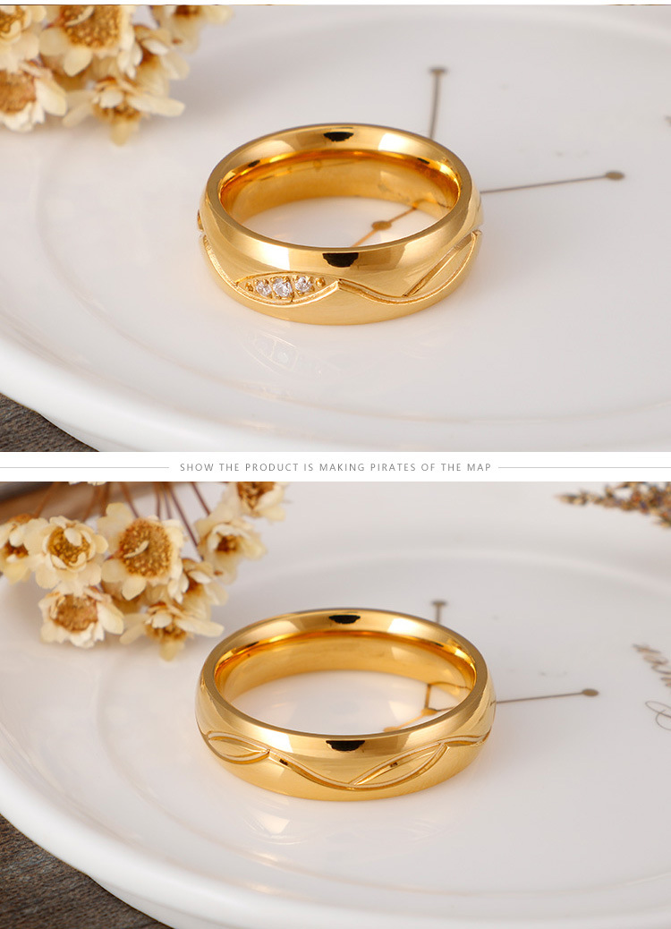 Unisex Gender Factory Wholesale Supply Japanese And Korean Style Fashion Ring Personalized Rhinestone Simple Titanium Steel Couple Couple Rings Can Be Sent On Behalf