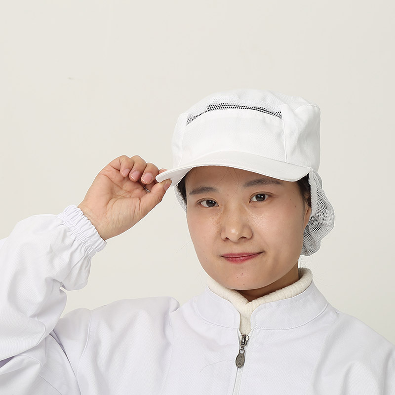 羽兴纱卡硬鸭舌食品车间工作帽子 防尘透气头套 工厂防护男女头罩