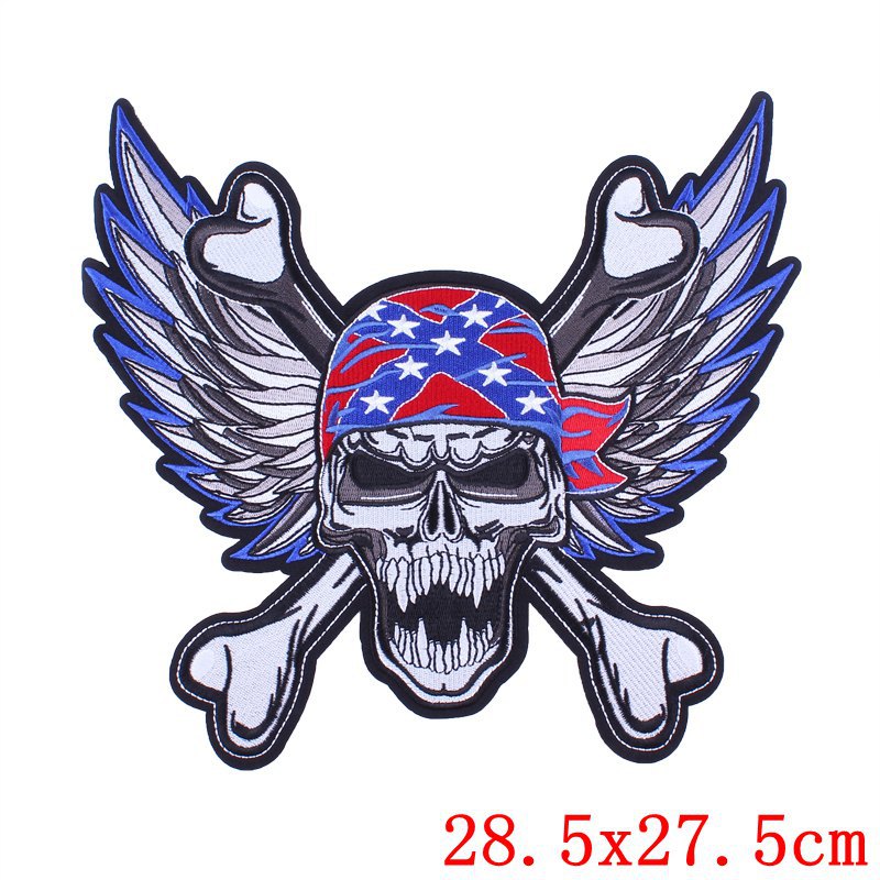 Skull Punk Large Back Patch &ndash; Biker & Punk Embroidered Patch