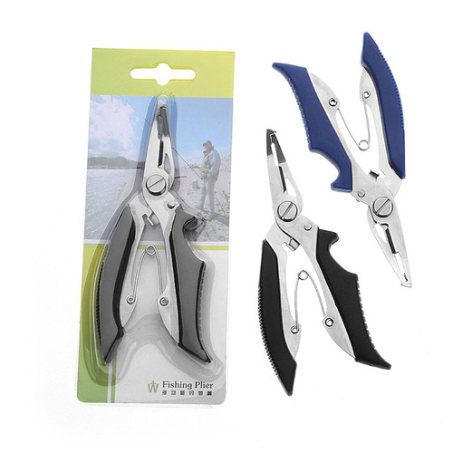 Card-mounted discount fishing tools multi-functional curved mouth fishing shears 717 Lua pliers powerful horse fish line scissors