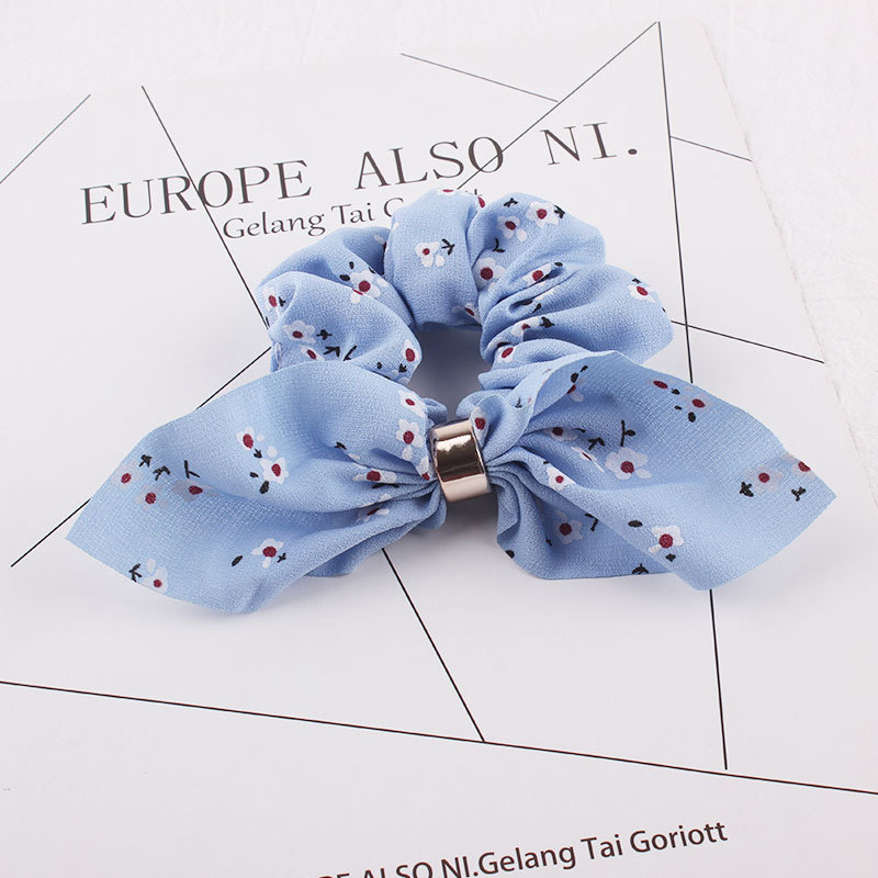 New Fashion Rabbit Ears Hair Rope Chiffon Metal Buckle Cheap Hair Ring Wholesale display picture 9