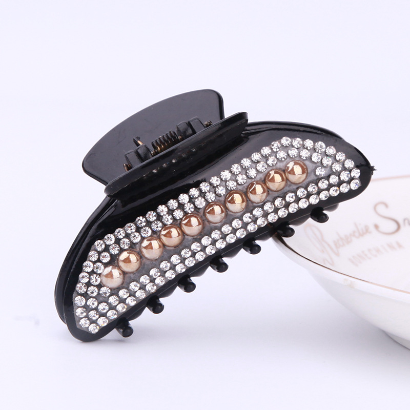 Simple Style Solid Color Plastic Inlay Artificial Pearls Artificial Diamond Hair Claws display picture 6