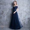 New style atmosphere sexy shoulder length host company annual meeting dinner party evening dress girl