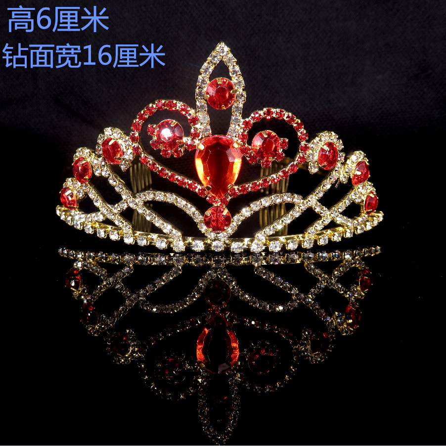 新款红色中式新娘皇冠镶钻合金新娘饰品婚饰礼服配饰发箍头饰批发|ru