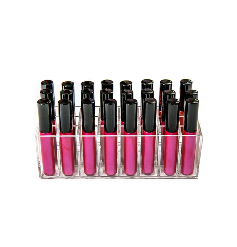 亚克力唇彩展示架 透明24格口红架 有机玻璃指甲油架定制