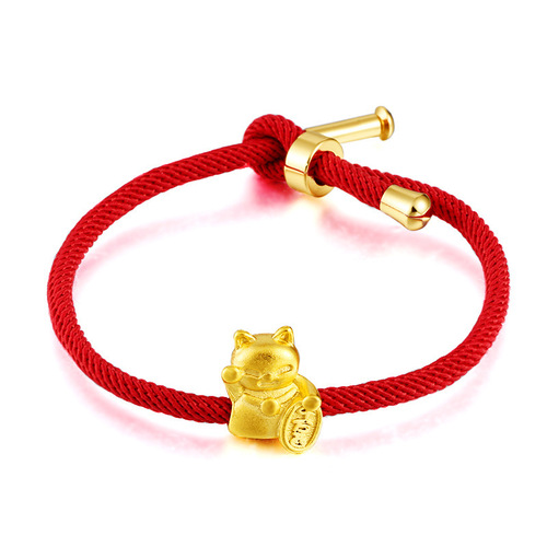 10pcs Japanese style lucky cat good wealth DIY bracelet jewelry accessories Vietnam sand gold Brass gold plated loose Lucky Cat DIY hand rope Accessories