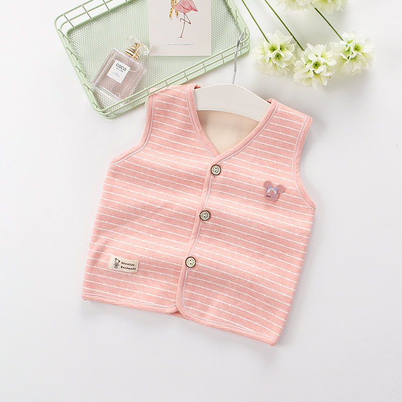 children Autumn and winter double-deck keep warm vest baby Solid Vest vest Supersoft Plush children Thermal Underwear