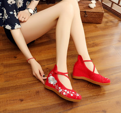 Jiaoyan, Yalan, Xinyu: Chinese-style Jacquard Cotton Ethnic-Style Buckle-Increased-Height Women's Shoes | Bridal High-Heel Shoes
