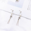 Long asymmetrical earrings handmade with tassels, Korean style