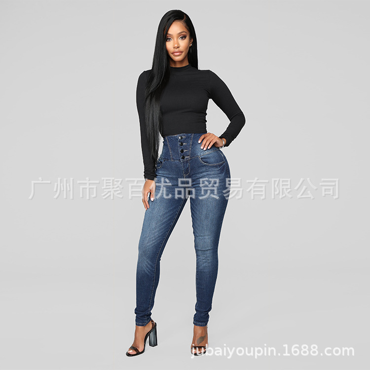 European And American Women's Jeans High Waist Sexy Thin Jeans Women S-5xl