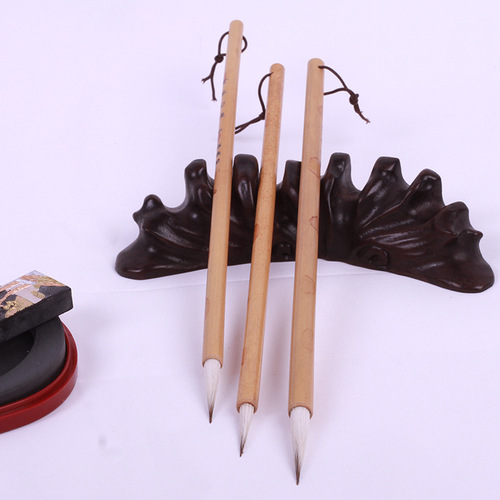 Manufacturer sells fine-grained warp hook line writing brush, Chinese painting stroke, small regular script running script, thin gold body, bamboo pole, purple sheep hook line pen