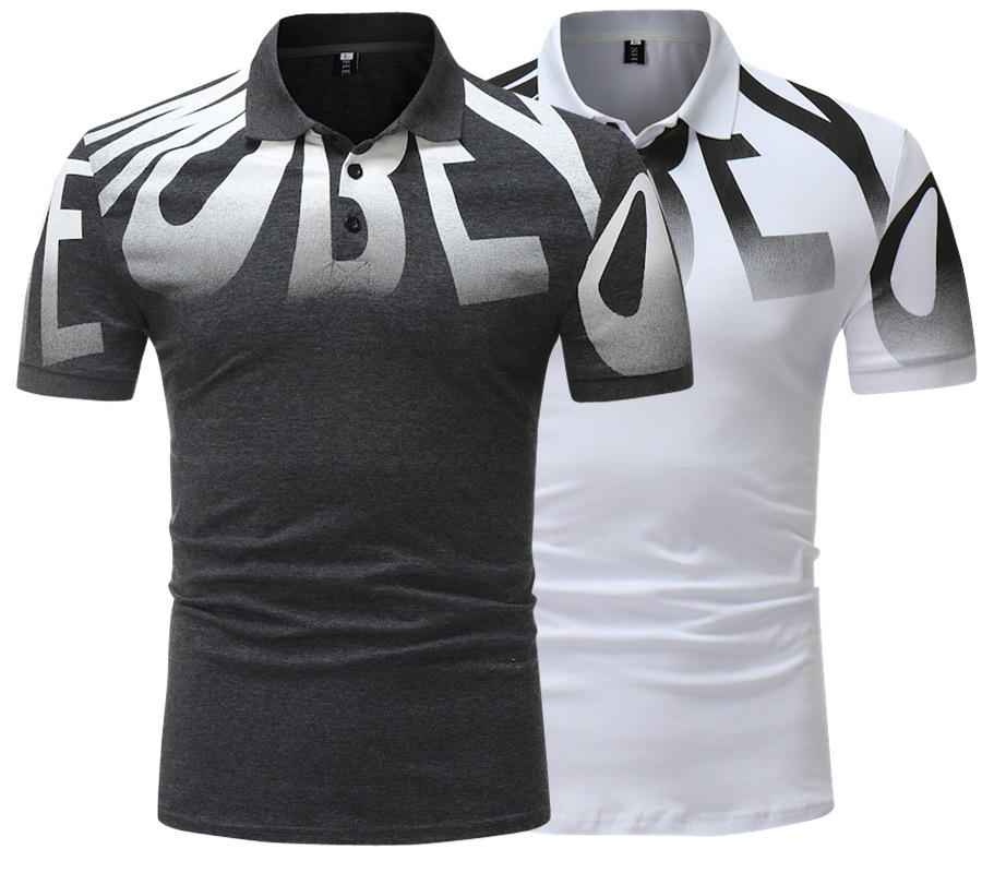 2018夏装新款个性时尚印花男士短袖POLO衫 eBay批发代购打底衫男