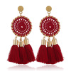 Demi-season knitted earrings with tassels handmade, Aliexpress, simple and elegant design, wholesale