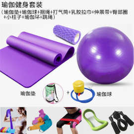【瑜伽健身十件套】瑜伽垫子瑜伽球瑜伽柱拉力带伸展带瑜伽砖套装