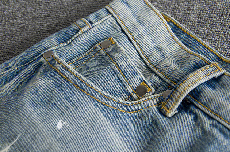 Washing old ink-spraying big hole youth tide foreign trade original single male denim shorts 16