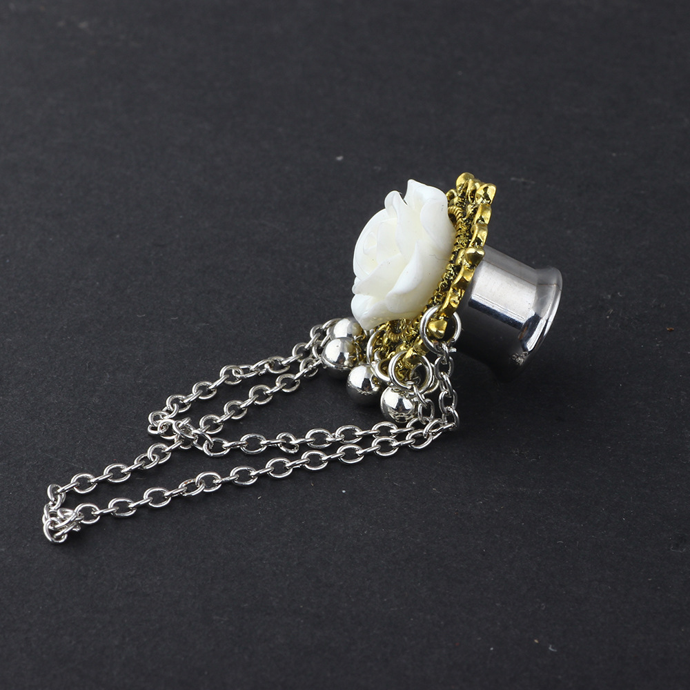 Leaf Design 16mm Stainless Steel Ear Expansion Plug Hand Ear Body Piercing Jewelry Wholesale detail image 10