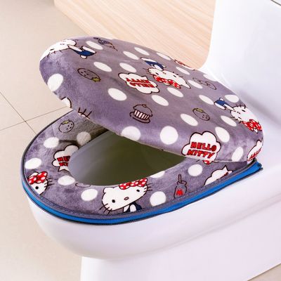 Manufactor wholesale winter thickening Toilet mat suit Seat cushion KT Two piece set zipper Toilet mat Potty Ferrule