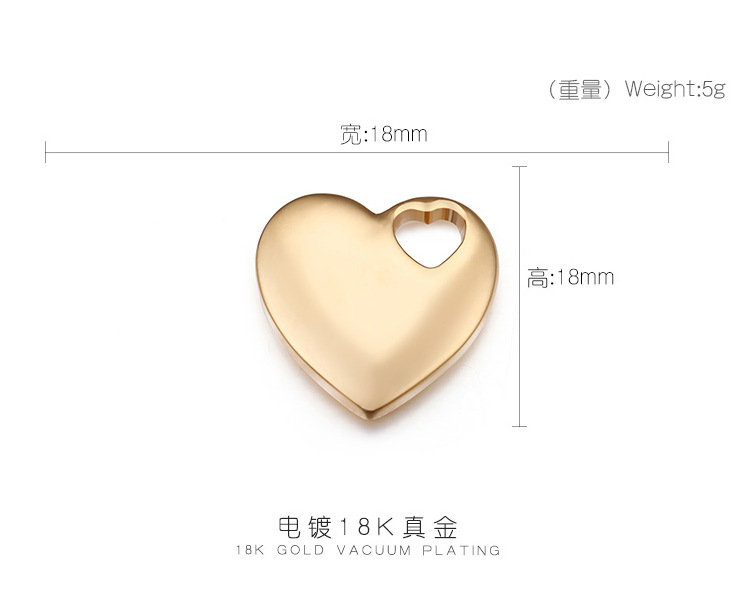 3g Weight Pendant Jewelry Making Type 18K Gold Plated Plating Material 1 Piece Quantity 304 Stainless Steel Material Heart Shape Pattern Romantic Style Plating Craft Gold, Silver Color Titanium Steel 18K Gold Plated 3