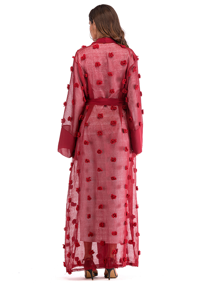 Title 38, Kadınlar için 3D Çiçek Örgü Gevşek Dantel Uzun ...