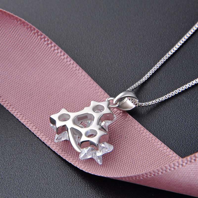 Venta caliente transfronteriza circón meteorito s925 Collar de plata colgante mujer estudiante dulce joyería fresca