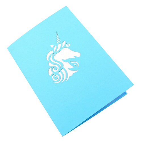 Holiday greeting cards creative animal 3D handmade unicorn paper sculpture birthday gift small card wholesale
