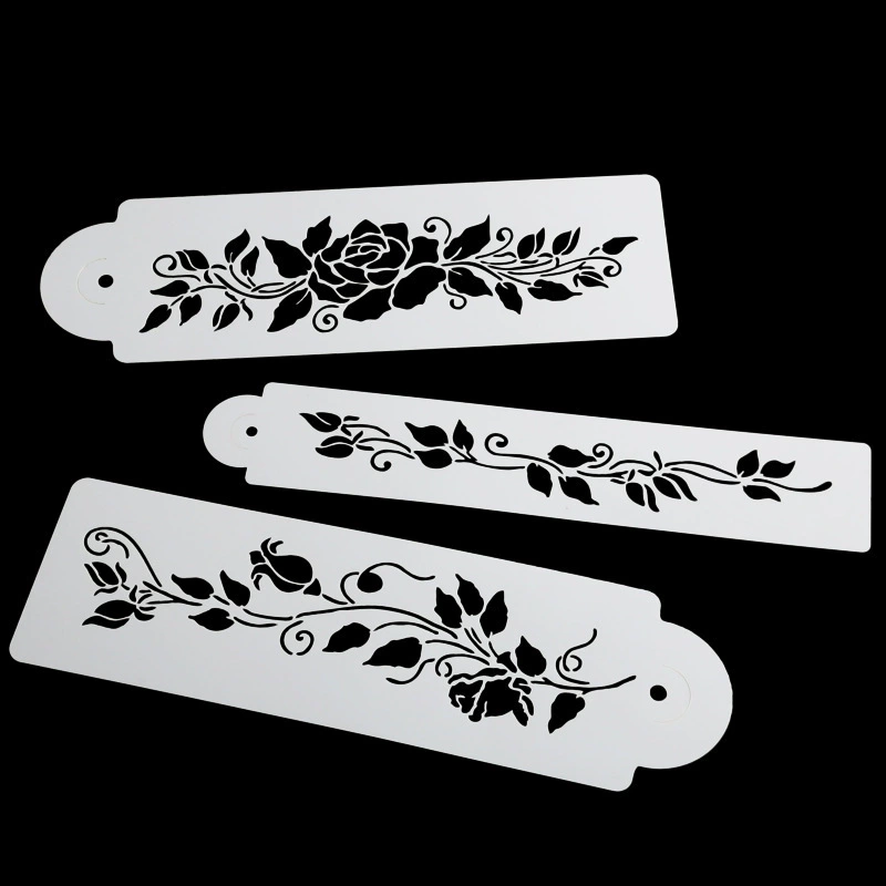 Комплект, декорации, шаблон, цветочный, 3 штуки, handmade, ручная роспись