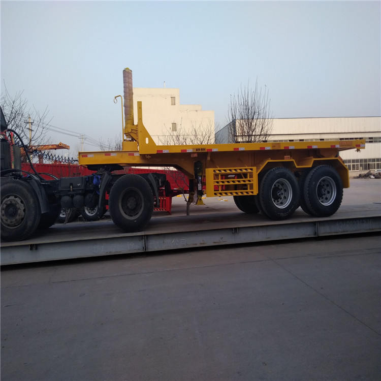 载重30吨7.5米两轴后翻平板自卸车集装箱骨架车高度长度规定