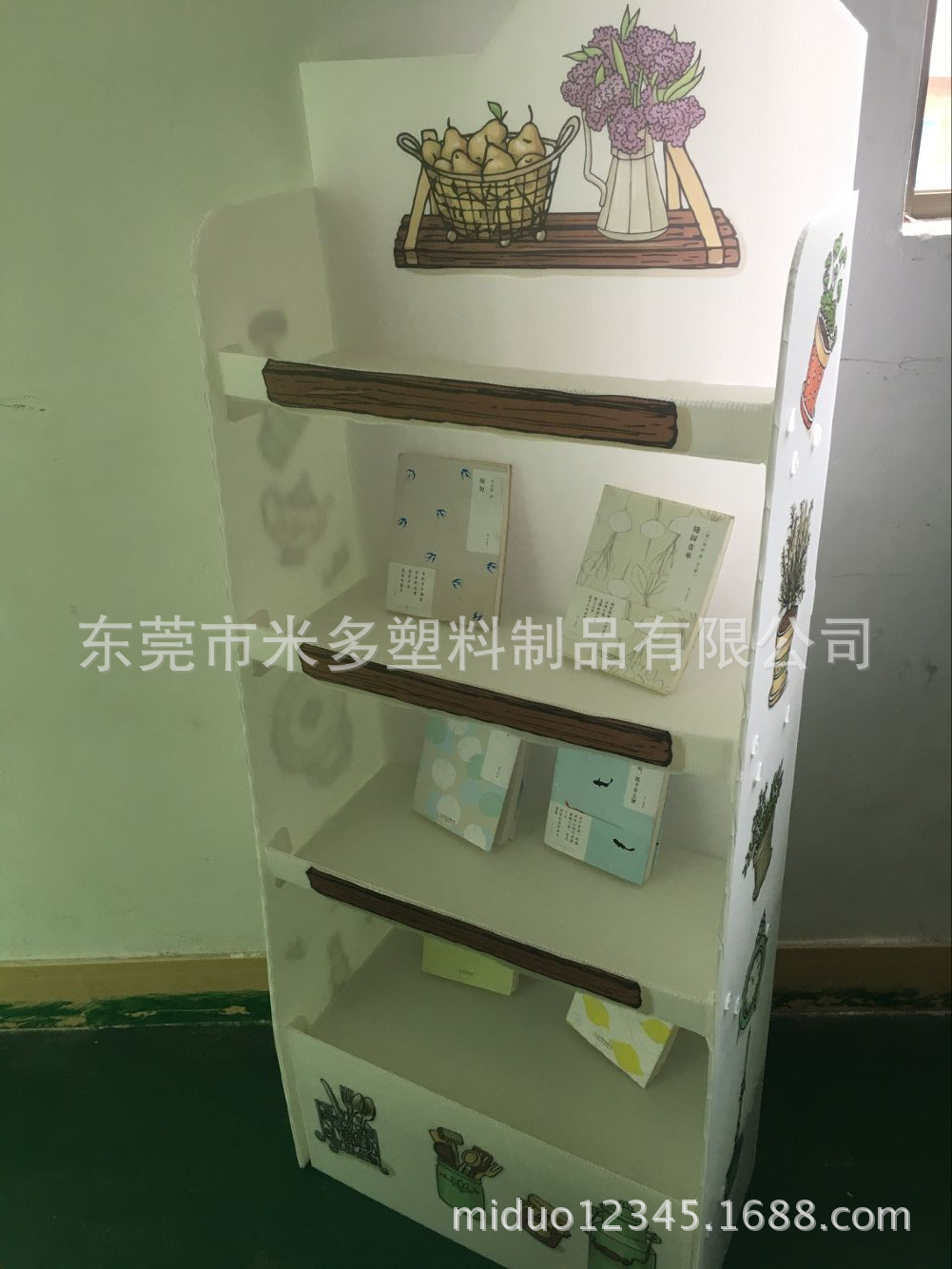 供应江门中山灯照配送展示中空板陈列架 可组装瓦楞塑料架