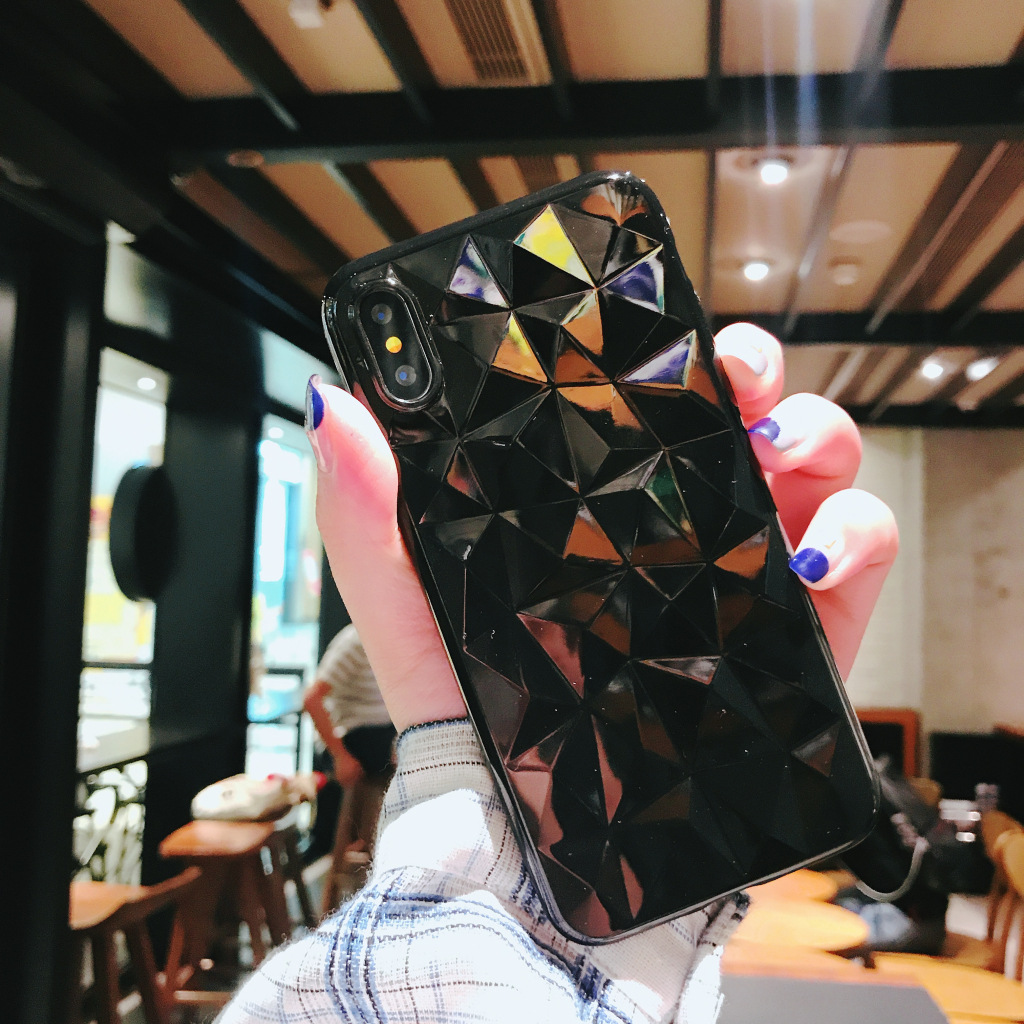 Transparent Diamond Pattern Mobile Phone Case For Iphone 11 Apple Xs Max / 6plus Diamond Tpu Protective Cover display picture 2