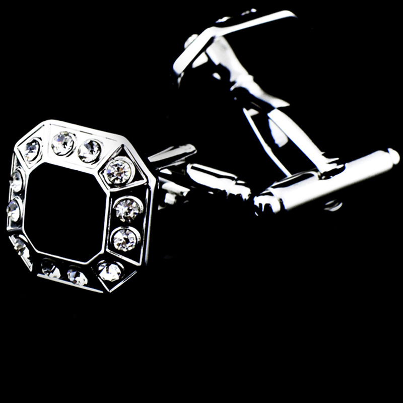 英博 商务黑玛瑙袖扣袖钉镶钻石男法式衬衫扣583cufflinks/920005