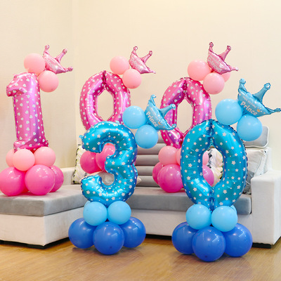 children birthday party Blue powder number Column travel permit Aluminum balloon Wedding celebration decorate 32 number Balloons Wholesale
