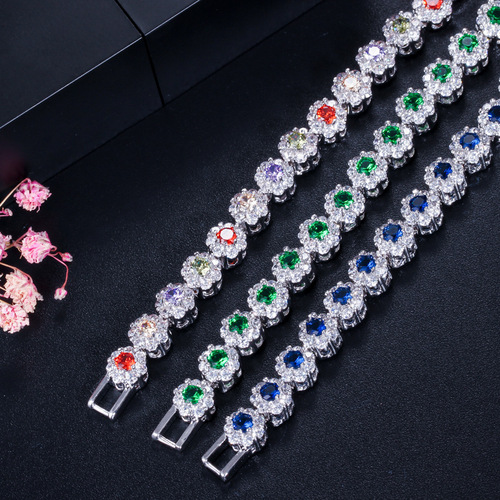 Alibaba Amazon Hot Selling European and American Fashion AAA Zirconia Bracelet Plated White Gold Jewelry Wholesale
