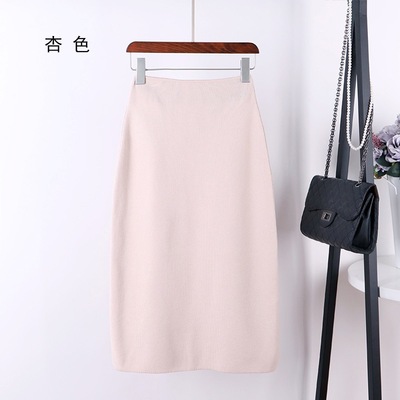 2018韩国东大门秋装新款女装性感显瘦包臀开叉针织半身裙