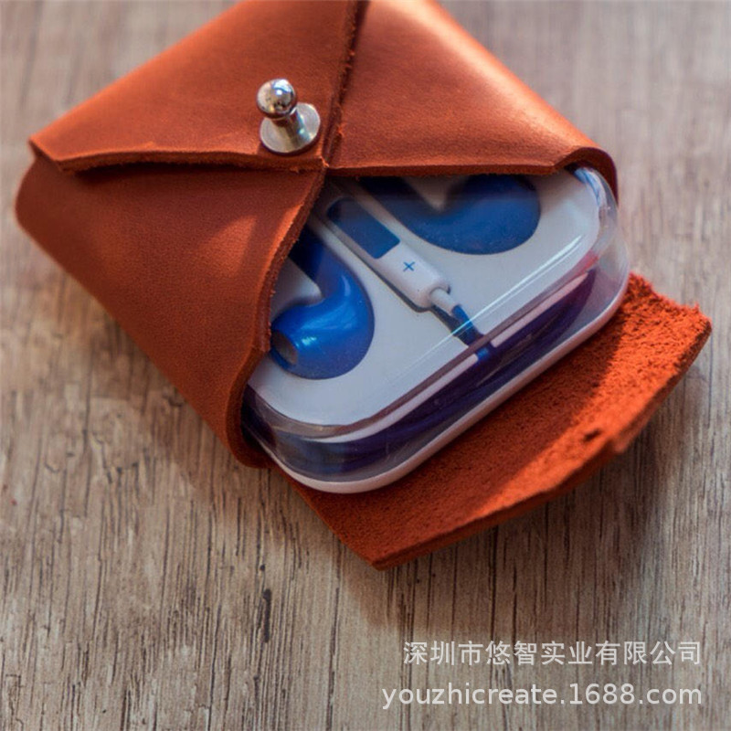 无线蓝牙充电耳机皮套 定做真皮耳机收纳包