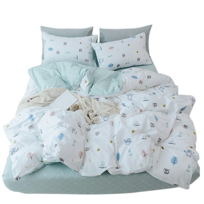 2018秋季新款全棉四件套 纯棉ins风小清新床上用品套件床笠4件套
