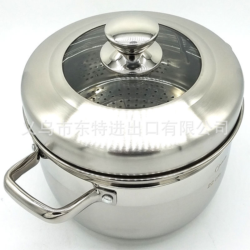 Factory direct sales of stainless steel steamers with thickened bottoms, soup POTS, Japanese double-layer induction cookers, universal steamers, gift steamers detail image 5
