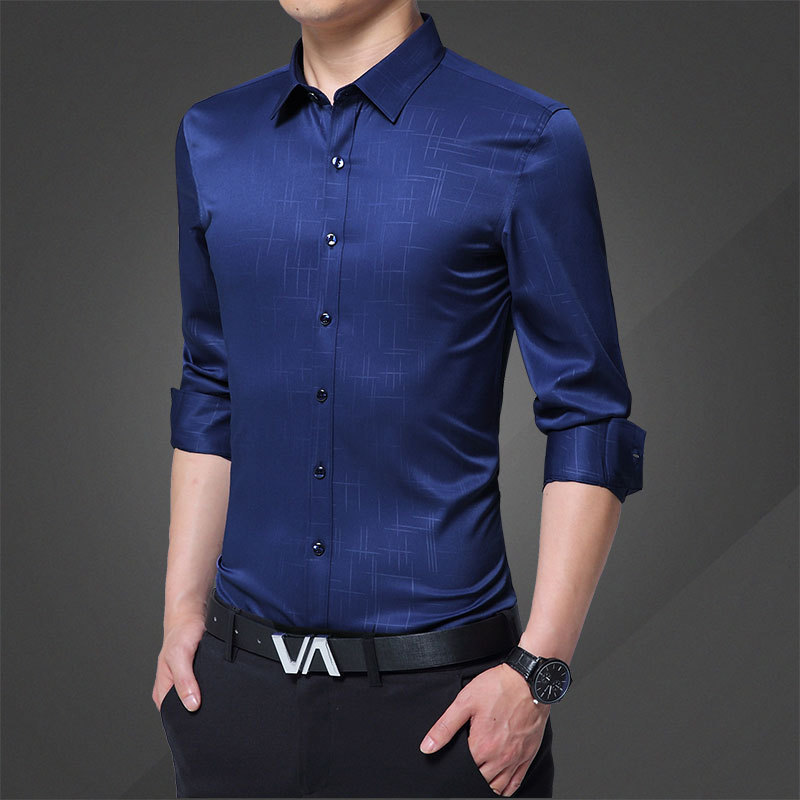 2019 Spring man Long sleeve shirt Self cultivation Solid shirt white collar business affairs Menswear trends handsome leisure time jacket