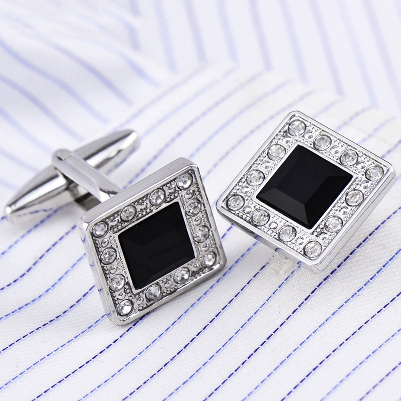 [British Expo] Diamond Crystal Cuffo Black Sleeve Nail Men's French button 715CUFFLINKS/155743