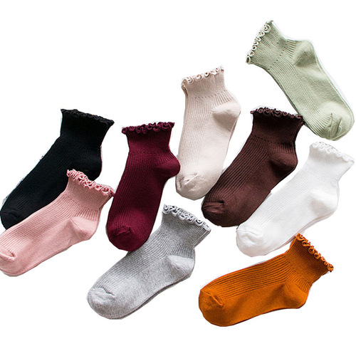 Autumn and winter new products Japanese candy style solid color sweet women's boat socks cotton fungi shallow mouth women's short socks wholesale