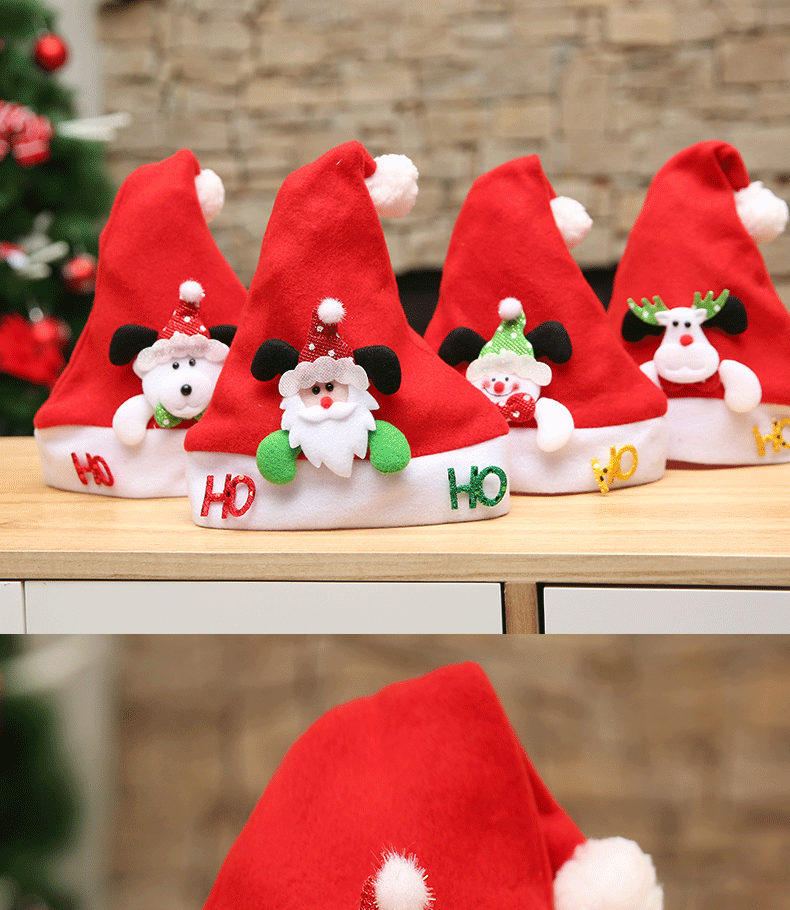 Chapeau de Noël Autocollants de Noël Dessin animé Bonnet de Père Noël Ornements pour enfants Chapeau de Père Noël Ornements de chapeau Chapeau de Père Noël familial_voghion.com