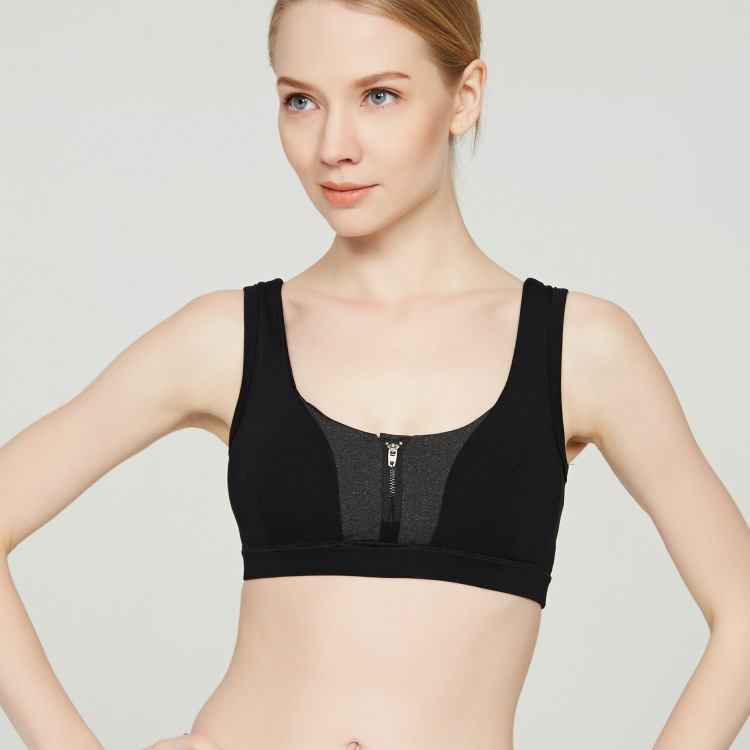 跨境新款錦輪跑步運動內衣 前開拉鏈防震健身瑜伽文胸女B1228